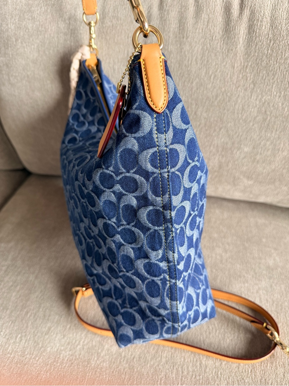 Coach Denim Laurel Large Shoulder Bag Crossbody & Coach Twilly Bundle - Picture 5 of 12